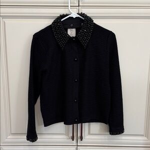 Sioni Charcoal Beaded Cardigan